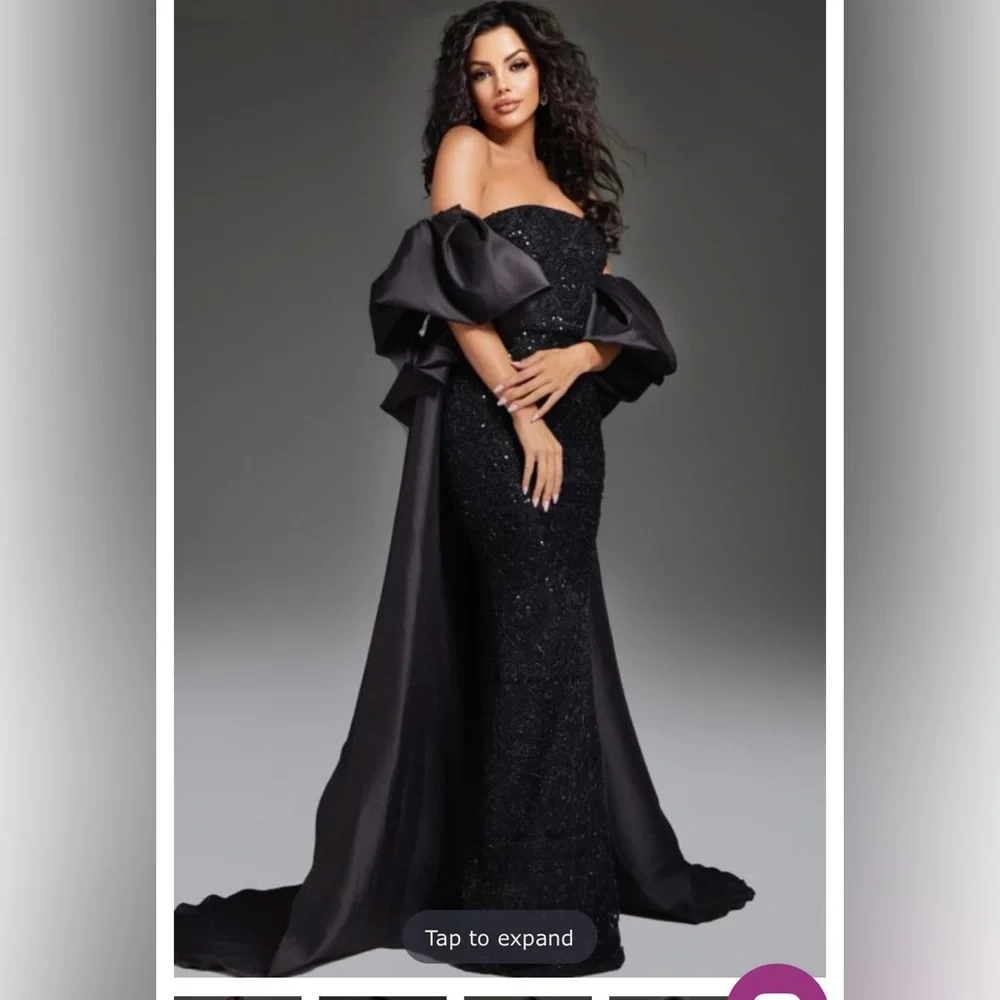 JOVANI 42137 beaded black formal dress strapless gown GORGEOUS NEW NWT - Picture 3 of 12